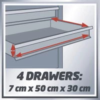 Kép 3/6 - Einhell TC-TW 100 szerszámkocsi 4+1 fiókos, 75kg