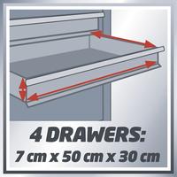 Kép 3/6 - Einhell TC-TW 100 szerszámkocsi 4+1 fiókos, 75kg